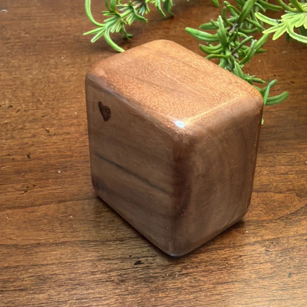 Vintage Wooden Trinket Box Sliding Lid Inlay Design Small Jewelry Stash Holder